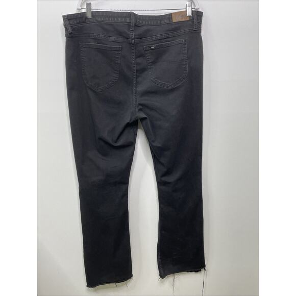 Lee Jeans Black Women 20 L Regular Fit Mid-rise Boot Cut Denim Raw Hem Goth Punk - Picture 6 of 14